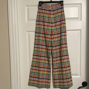 Vtg Wippett Multicolor Plaid Bell Bottom Pants